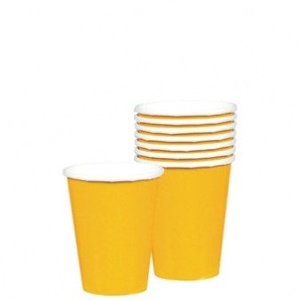 gele papieren bekers